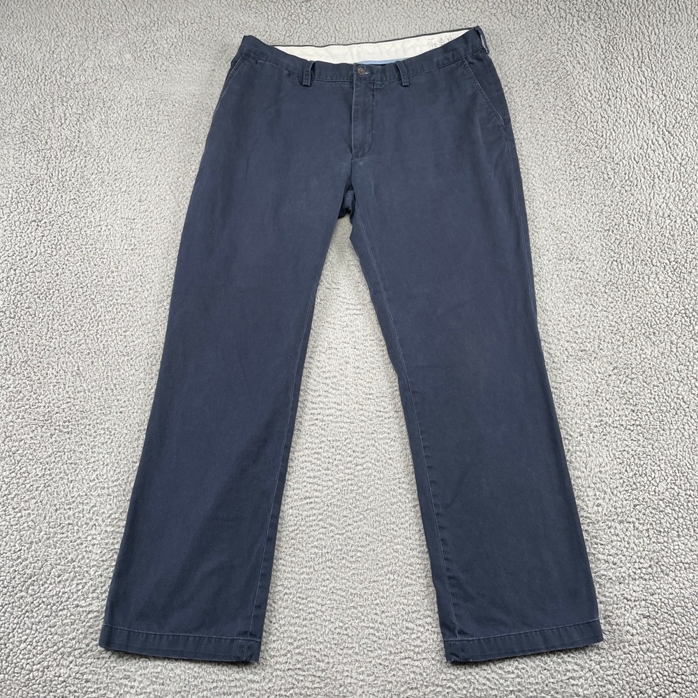 Polo Ralph Lauren Pants Mens 36/32 Navy Blue Relaxed Fit Chino Trousers Cotton